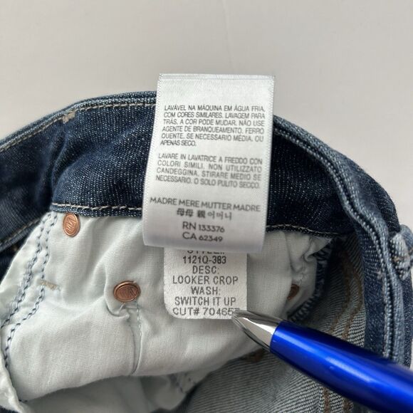 MOTHER Jeans Size 25 The Looker Crop Jeans Switch It Up Blue Denim Stretch - Picture 12 of 13